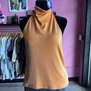 Vintage Y2K Orange Slinky Halter Top Size XL